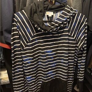 LuLaRoe Black and Blue Striped Hoodie
